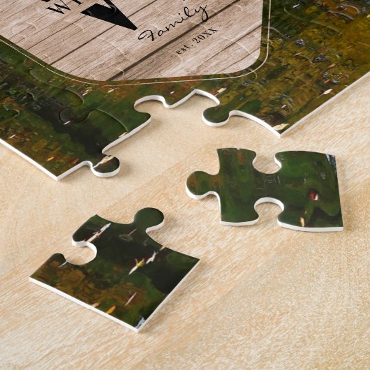 Family Lake House Photo Monogram Keepomwille Rusti Legpuzzel (Zijkant)