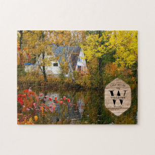 Family Lake House Photo Monogram Keepomwille Rusti Legpuzzel