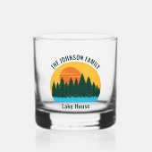 Family Lake House Sunset gepersonaliseerd Whisky Glas (Voorkant)