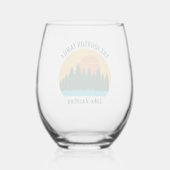 Family Lake House Sunset gepersonaliseerd Wijnglas Zonder Voet (Achterkant)