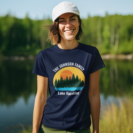 Family Lake Trip Schattigee aangepaste zonsonderga T-shirt