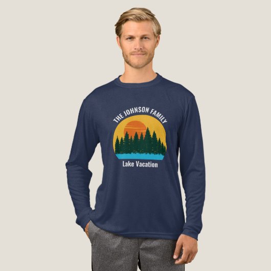 Family Lake Trip Sunset Custom Long Sleeve Tri-Blend Shirt (Voorkant)