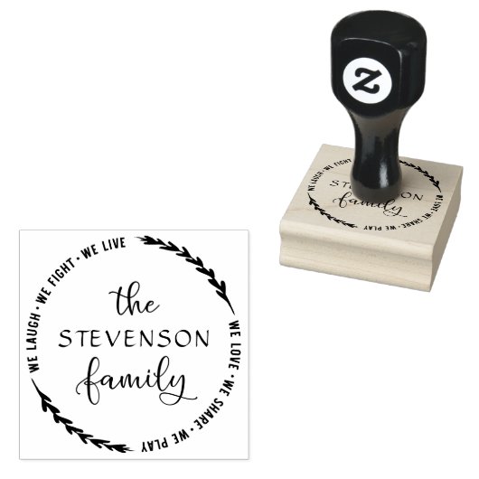 Family Laurel | DIY Creëer Uw eigen naam Rubberstempel (Gestempeld)