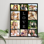 Family Love 10 Photo Collage Black Imitatie Canvas Print<br><div class="desc">Een moderne zwarte foto-collage faux canvas print om je familie,  geliefden,  vrienden,  huisdieren of speciale evenementen te vieren. Personaliseer met 10 foto's. "LOVE" staat in het midden in elegante tekst.</div>