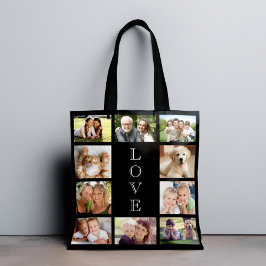Family Love 10 Photo Collage Black Tote Bag