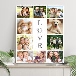 Family Love 10 Photo Collage Imitatie Canvas Print<br><div class="desc">Een moderne foto-collage faux canvas print om je familie,  geliefden,  vrienden,  huisdieren of speciale evenementen te vieren. Personaliseer met 10 foto's. "LOVE" staat in elegante tekst onderaan het midden.</div>