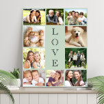 Family Love 10 Photo Collage Sage Green Imitatie Canvas Print<br><div class="desc">Een lichtgroene foto collage faux canvas om je familie,  geliefden,  vrienden,  huisdieren of speciale gebeurtenis te vieren. Personaliseer met 10 foto's. "LOVE" staat in het midden in elegante typografie.</div>