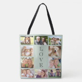 Family Love 10 Photo Collage Sage Green Tote Bag (Voorkant)
