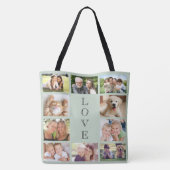 Family Love 10 Photo Collage Sage Green Tote Bag (Achterkant)