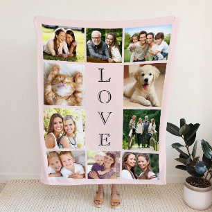 Family Love 10 Photo Pink Sherpa Deken