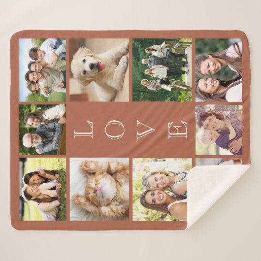Family Love 10 Photo Terracotta Sherpa Deken (Voorkant (horizontaal))