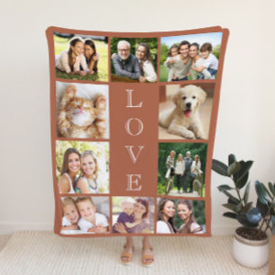 Family Love 10 Photo Terracotta Sherpa Deken