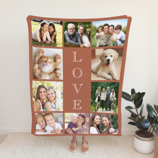 Family Love 10 Photo Terracotta Sherpa Deken