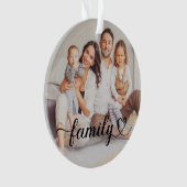 Family Love Black Script Aangepaste foto Ornament (voorkant)