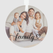 Family Love Black Script Aangepaste foto Ornament (achterkant)