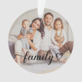 Family Love Black Script Aangepaste foto Ornament (voorkant)