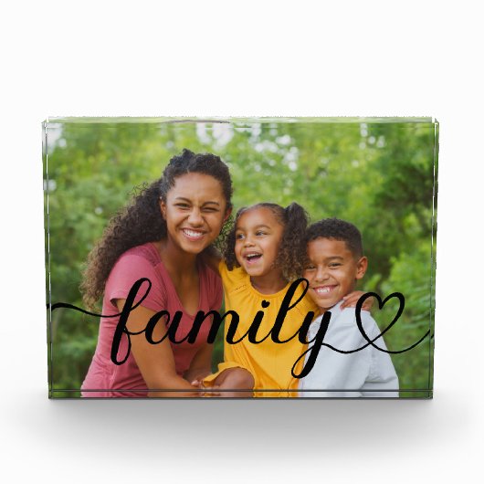 Family Love Black Script Custom Horizontal Fotoblokken (Voorkant)