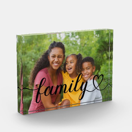 Family Love Black Script Custom Horizontal Fotoblokken (Links)