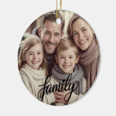 Family Love Black Script Custom Photo Ornament (Links)