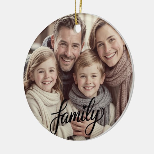 Family Love Black Script Custom Photo Ornament (Links)
