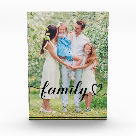 Family Love Black Script Custom Verticaal Fotoblokken (Voorkant)
