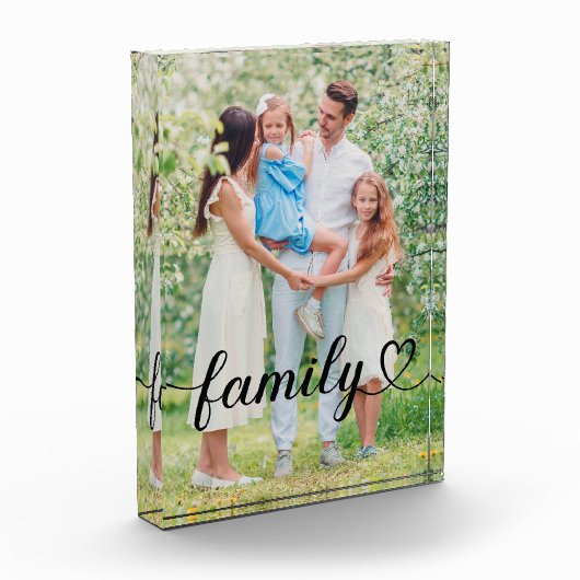 Family Love Black Script Custom Verticaal Fotoblokken (Links)