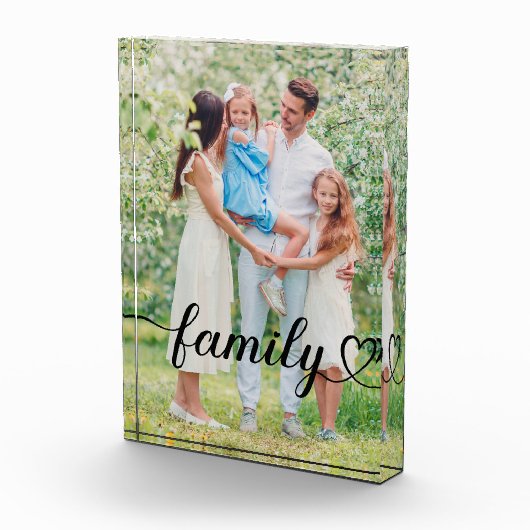 Family Love Black Script Custom Verticaal Fotoblokken (Rechts)