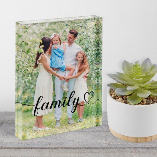 Family Love Black Script Custom Verticaal Fotoblokken