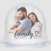 Family Love Black Script Heart Photo Sneeuwbol (Achterkant)