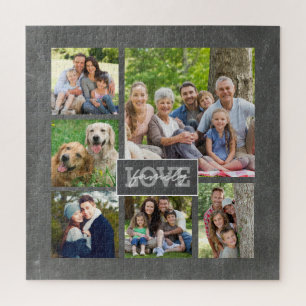 Family Love Custom Photo Collage Modern Chalkboard Legpuzzel