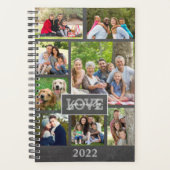 Family Love Custom Photo Collage Modern Chalkboard Planner (Voorkant)