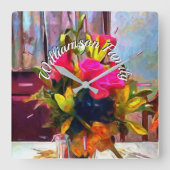 Family Love Flowers PM0001 Vierkante Klok (Voorkant)