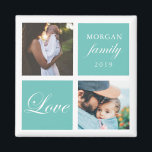 Family Love | Gepersonaliseerd fotomagneet Magneet<br><div class="desc">Het kleurenpalet van het deeg twee foto aangepaste fotomagneet met elegant manuscript "liefde"en "familie"en uw eigen monogram en datum. Een prachtig persoonlijk decor-accent thuis of een cadeau voor je vrienden en familie</div>