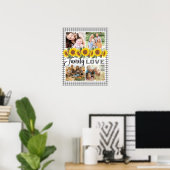 Family Love Gingham Collage Gepersonaliseerd Famil Poster (Thuiskantoor)