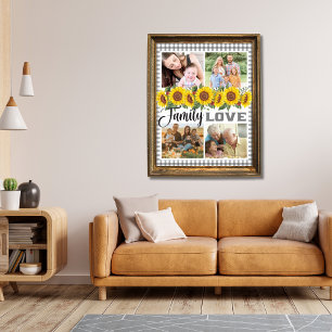 Family Love Gingham Collage Gepersonaliseerd Famil Poster