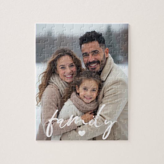 Family Love Heart Modern Script Photo Legpuzzel (Verticaal)