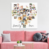 Family Love Heart Shaped 36 Photo Collage Canvas P (Insitu (Woonkamer))