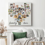 Family Love Heart Shaped 36 Photo Collage Canvas P<br><div class="desc">Creëer uw eigen gepersonaliseerde canvas met 36 favoriete foto's en uw familienaam/-namen. Het fotomalplaatje is opstelling aan creëer een fotocollage in de vorm van een liefdeshart, tonend uw afbeeldingen in een mengeling van portret, landschap en vierkant instragramformaten. Het ontwerp heeft een witte achtergrond en is letterlijk geschreven in elegant handgeschreven...</div>