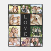 Family Love Multi-Photo Collage Modern Black Fleece Deken (Voorkant)