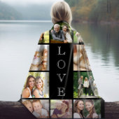 Family Love Multi-Photo Collage Modern Black Fleece Deken