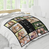 Family Love Multi-Photo Collage Modern Black Fleece Deken