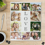 Family Love Multi-Photo Collage Modern Legpuzzel<br><div class="desc">Een foto-collage-keepaardpuzzel is perfect voor familiespelletjes. U kunt zich met tien familiefoto's personaliseren. "LOVE" wordt verticaal onderaan het midden geschreven.</div>