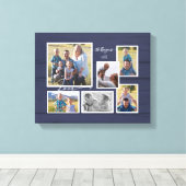 Family Love Navy Wood 6 Fotografie Collage Script Canvas Afdruk (Insitu (Houten vloer))