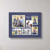 Family Love Navy Wood 6 Fotografie Collage Script Canvas Afdruk (Voorkant)