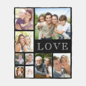 Family Love Photo Collage Black Fleece Deken (Voorkant)