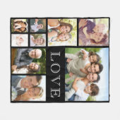 Family Love Photo Collage Black Fleece Deken (Voorkant (Horizontaal))