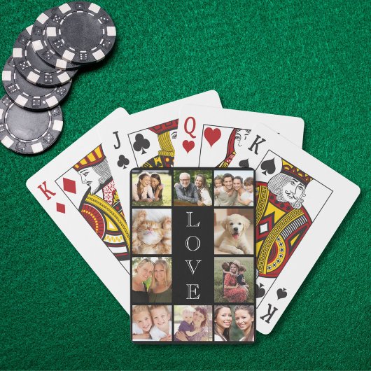 Family Love Photo Collage Black Pokerkaarten