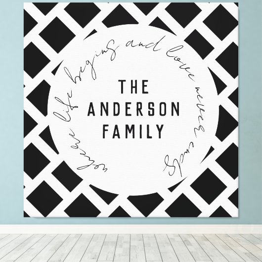 Family Love Quote Modern Black en White Canvas Pr (Insitu (Houten vloer))