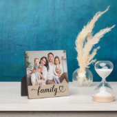 Family Love Script Custom Gray Beige Photo Fotoplaat (Insitu)