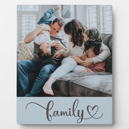 Family Love Script Custom Photo Tabletop Easel Fotoplaat (Voorkant)